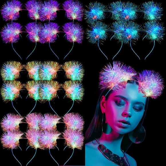 Accessories - Lighted Cat Ears Headband 16pcs Multicolor LED Rave Hair Accessories for Women